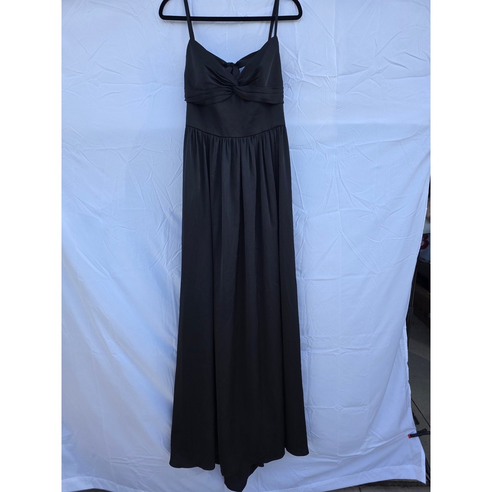 Azazie Black Maxi Dress Twist Front Tie Back Formal Gown NWT SZ 14 Bridesmaid